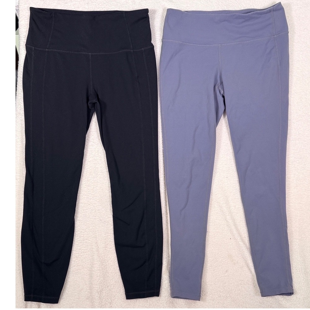 Athleta Womens High Rise Leggings Bundle Black Blue Size M 919052-06 2 Pairs